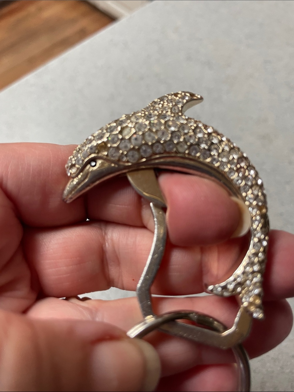 Judith leiber Crystal Dolphin Key fob in Gold